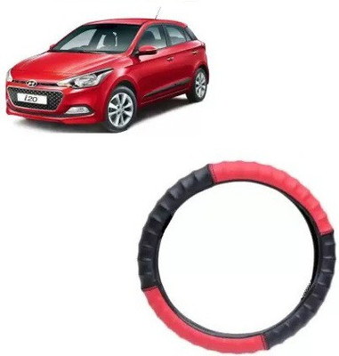 OOLTAH PAHIYA Hand Stiched Steering Cover For Hyundai Elite i20(Red & Black, Leatherite)