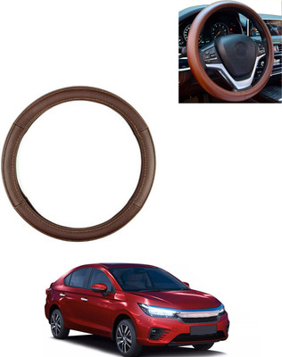 AYW Steering Cover For Honda Universal For Car(Brown, Leatherite)