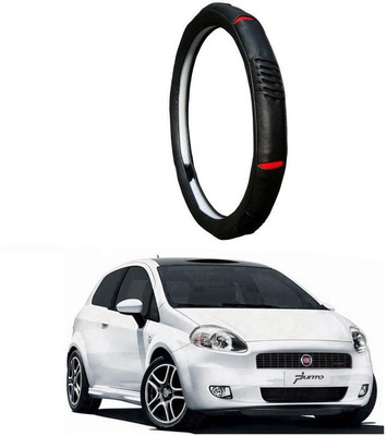 AUTO PEARL Steering Cover For Fiat Punto(Diamond Black Red, Leatherite)