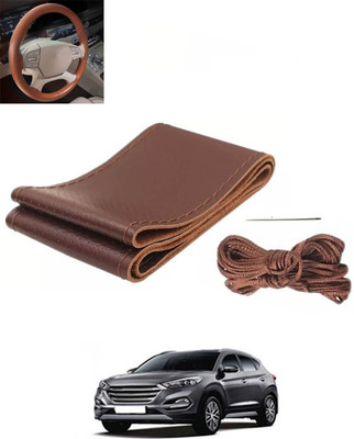 monolive Hand Stiched Steering Cover For Hyundai Tucson(Brown, Leatherite)