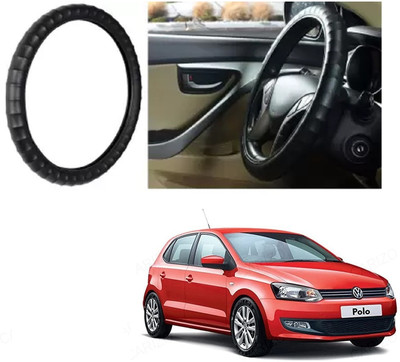 Shubh Auto Hand Stiched Steering Cover For Volkswagen Polo(Black, Leatherite)