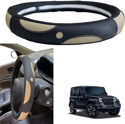 PEEPS STORE Steering Cover For Mahindra Thar(Black, Leatherite)