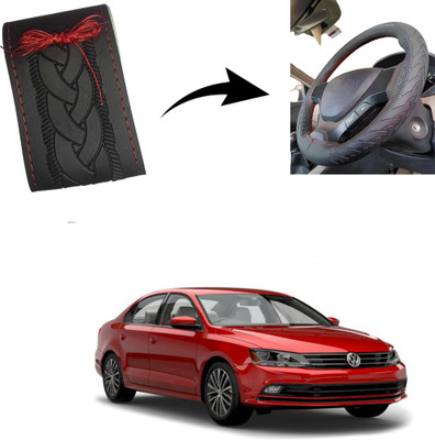 Autoinnovation Hand Stiched Steering Cover For Volkswagen Jetta(Black, Leather)