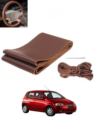 monolive Hand Stiched Steering Cover For Chevrolet Aveo UVA(Brown, Leatherite)