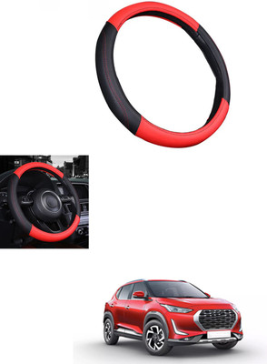 MATIES Steering Cover For Nissan Universal For Car(Red/Black, Leather)