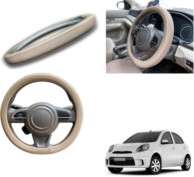 PEEPS STORE Steering Cover For Nissan Micra(Black, Leatherite)