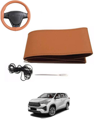 MATIES Hand Stiched Steering Cover For Toyota Universal For Car(Tan, Leatherite)