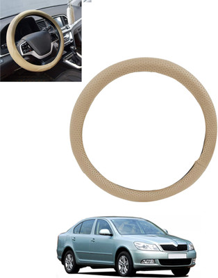 monolive Hand Stiched Steering Cover For Skoda Laura(Beige, Leatherite)