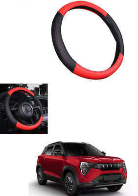 MATIES Steering Cover For Mahindra Universal For Car(Red/Black, Leather)