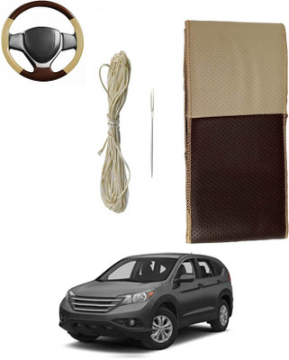 ABJD Hand Stiched Steering Cover For Chevrolet Universal For Car(Beige, Brown, Leatherite)