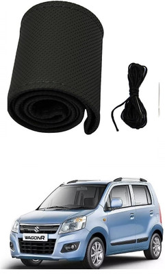 ARNEJA Hand Stiched Steering Cover For Maruti WagonR(Black, Leather)