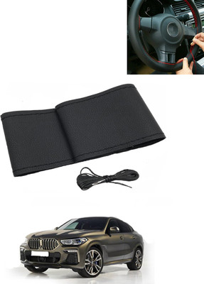 MATIES Hand Stiched Steering Cover For BMW X6(Black, Leatherite)