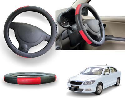 PEEPS STORE Steering Cover For Skoda Octavia(Red, Leatherite)