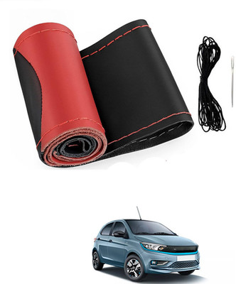 monolive Hand Stiched Steering Cover For Tata Universal For Car(Red/Black, Leatherite)