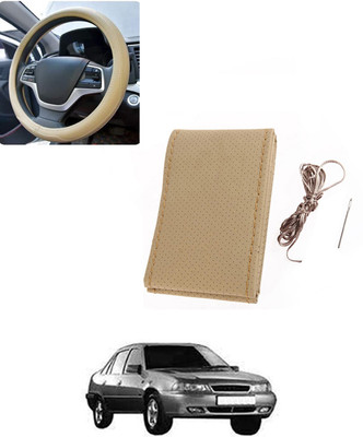 AYW Hand Stiched Steering Cover For Daewoo Cielo(Beige, Leatherite)