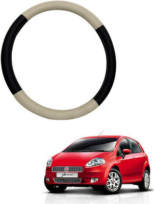 RKPSP Hand Stiched Steering Cover For Universal For Car Grand Punto(Beige/Brown, Leatherite)