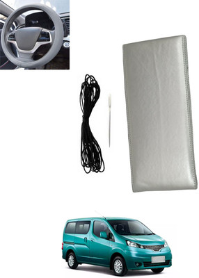 MSNP Hand Stiched Steering Cover For Nissan Evalia(Silver, Leatherite)