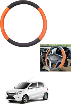 MATIES Steering Cover For Universal For Car Celerio(Tan/Black, Leather)