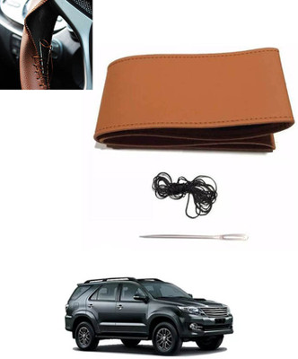 MATIES Hand Stiched Steering Cover For Toyota Universal For Car(Tan, Leatherite)