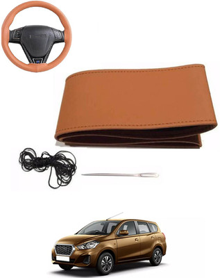 MATIES Hand Stiched Steering Cover For Datsun Universal For Car(Tan, Leatherite)
