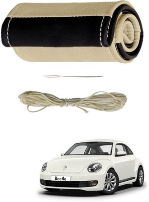 RKPSP Hand Stiched Steering Cover For Universal For Car Beetle(Beige/Brown, Leatherite)