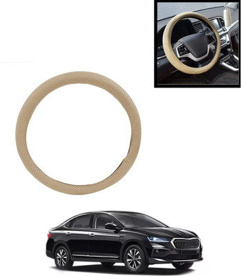 AYW Steering Cover For Skoda Universal For Car(Beige, Leatherite)