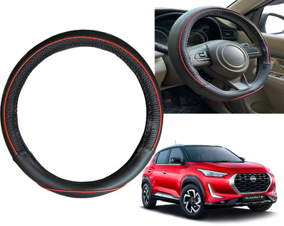 PEEPS STORE Steering Cover For Nissan NA(Black, Red, Leatherite)