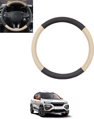monolive Hand Stiched Steering Cover For Renault Universal For Car(Beige, Black, Leatherite)