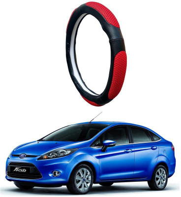 AUTO PEARL Steering Cover For Ford Fiesta(Black Red, Leatherite)