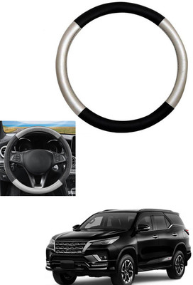 MATIES Steering Cover For Toyota Fortuner(Silver, Black, Leather)