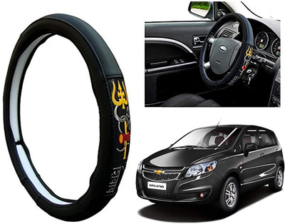 GS Grow n Shine Hand Stiched Steering Cover For Chevrolet Sail UVA(Black, Leatherite)