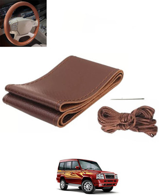 monolive Hand Stiched Steering Cover For Nissan Sunny(Brown, Leatherite)