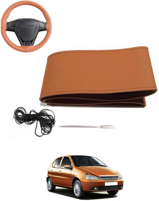 MATIES Hand Stiched Steering Cover For Tata Indica(Tan, Leatherite)