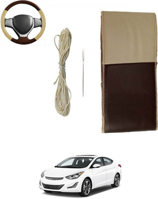 monolive Hand Stiched Steering Cover For Hyundai Elantra(Brown/Beige, Leatherite)
