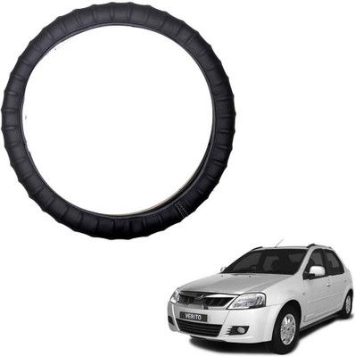 OOLTAH PAHIYA Hand Stiched Steering Cover For Mahindra Verito(Black, Leatherite)