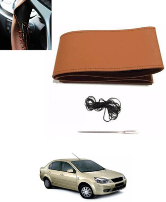 MSNP Hand Stiched Steering Cover For Skoda Fabia(Tan, Leatherite)