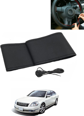 AYW Hand Stiched Steering Cover For Nissan Teana(Black, Leatherite)