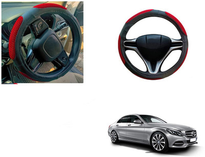 Automotive Prist Steering Cover For Mercedes Benz C200(Black & Red, Leatherite)