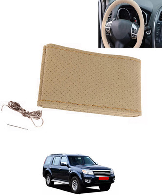 MATIES Hand Stiched Steering Cover For Ford Universal For Car(Beige, Leatherite)