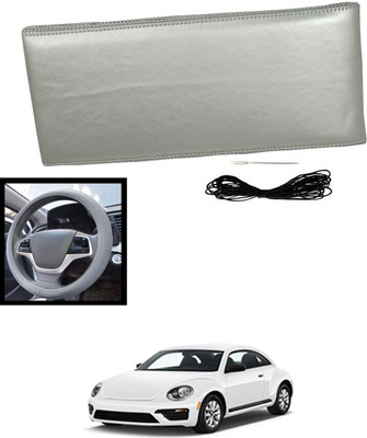 MATIES Hand Stiched Steering Cover For Volkswagen Beetle(Silver, Leatherite)