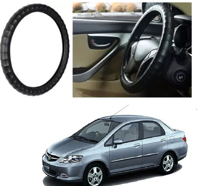 OOLTAH PAHIYA Hand Stiched Steering Cover For Honda City(Black, Leatherite)