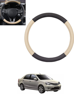 monolive Hand Stiched Steering Cover For Toyota Etios Liva(Beige, Black, Leatherite)