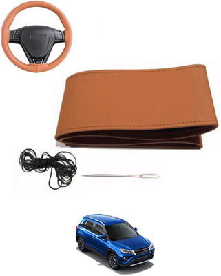 MATIES Hand Stiched Steering Cover For Toyota Universal For Car(Tan, Leatherite)