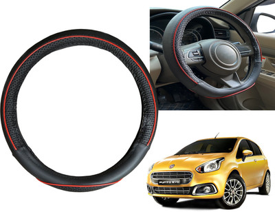 PEEPS STORE Steering Cover For Fiat Punto Evo(Black, Red, Leatherite)