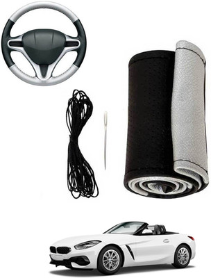 MATIES Hand Stiched Steering Cover For BMW Z4(Silver, Black, Leatherite)