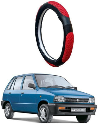 AUTO PEARL Steering Cover For Maruti 800(Black Red, Leatherite)