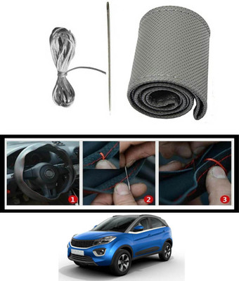 RKPSP Hand Stiched Steering Cover For Tata Universal For Car(Grey, Leatherite)