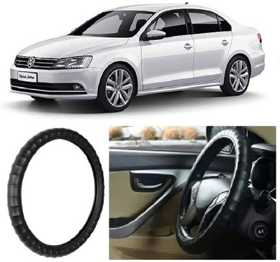 Shubh Auto Hand Stiched Steering Cover For Volkswagen Jetta(Black, Leatherite)