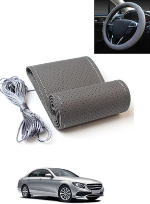 AYW Hand Stiched Steering Cover For Mercedes Benz E220(Grey, Leatherite)