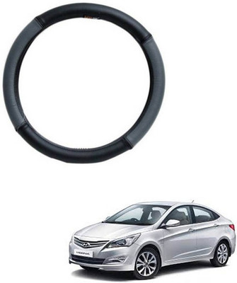 RKPSP Hand Stiched Steering Cover For Universal For Car Fluidic Verna(Grey/Black, Leatherite)